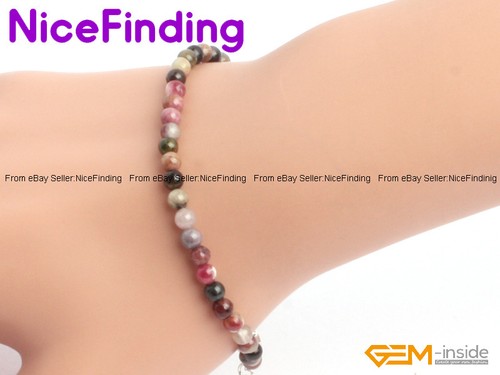 4mm Round Gemstone Tiny Bead Bracelet Fashion Jewelry Elastic Stretch 7.5" Gifts - Picture 77 of 120