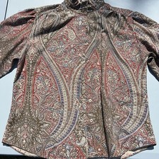Blouse, Button up Paddle and Saddle, vtg, ladies brown size 11/12. Made in USA