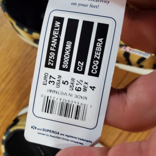 SUPERGA 2750 Fanvelw Womens Shoes Sz 5 Cognac Zebra Velvet Animal Print NWOB - Picture 15 of 16