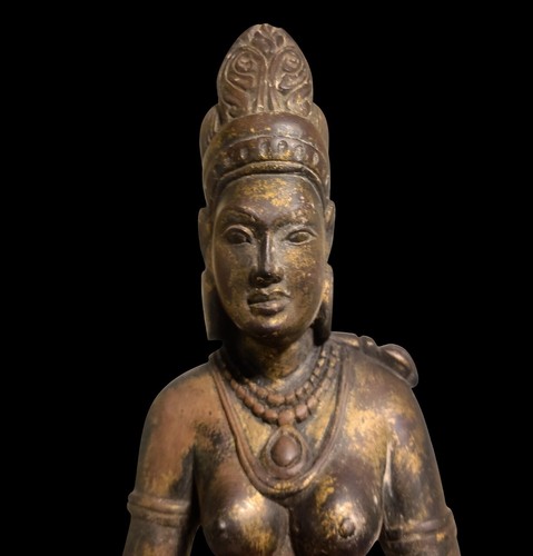 Carved Gilt Lacquered Wooden Statue of a Bodhisattva Figure - Old - Picture 4 of 9