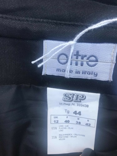 Italian Designer Oltre Black Linen Embroidered Maxi Skirt With Side Slits IT 44 - Picture 6 of 12