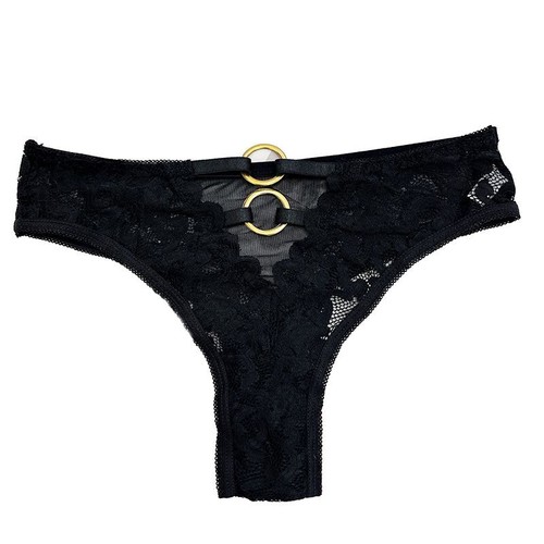 Sexy Lace Thong Panties-Metal Circle Buckle Lingerie Women Fashion Underwear 5pc - Picture 5 of 14