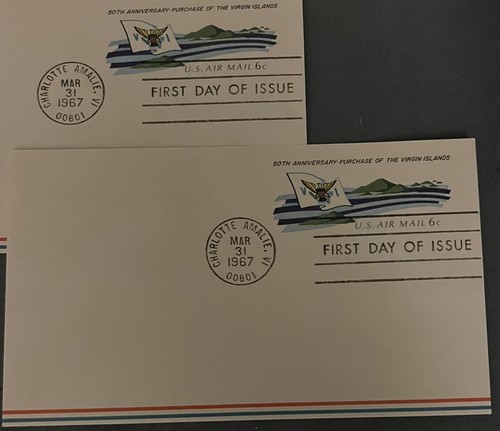1967 The Virgin Islands First Day Of Issue Air Mail Post Card Lot Of 8 - Picture 3 of 9
