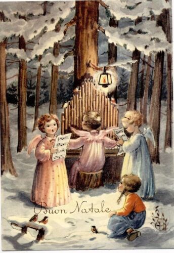 Serie Completa di 6 cartoline Angeli Bamnbini Buon Natale PC Circa 1940 3 - Imagen 2 de 6