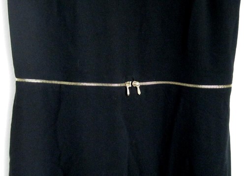 SANDRO Paris Women's Dress Size 2 (US 6) Black Zip Down Golden Zipper Sleeveless - Picture 3 of 9