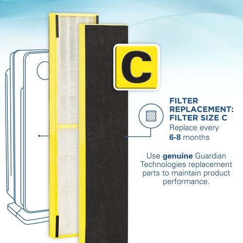 Germ Guardian Air Purifier H13 HEPA Filter UV-C Light Kills Germs 28 Inch Black - Picture 5 of 9