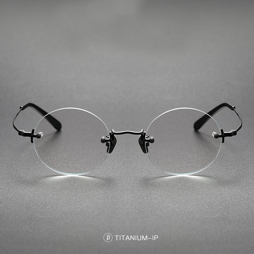 Vintage Round Rimless Eyeglass Frames Retro Concise Metal Glasses Unisex - Picture 7 of 18
