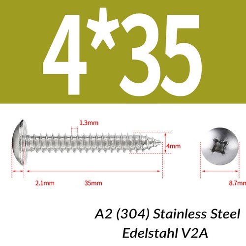 M3-M6 A2 Stainless Steel Phillips Pan Head Self Tapping Screws Tappers Pozi-Pili - Picture 44 of 133