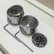 7/8" 1" Universal Motorcycle Handlebar Clock Thermometer Fit Harley Honda Yamaha