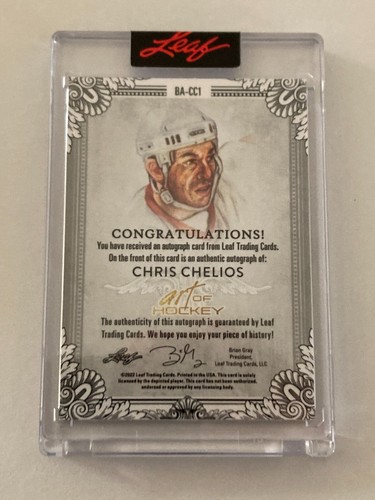 CHRIS CHELIOS 2021-22 LEAF ART OF HOCKEY AUTOGRAPH RARE SN # 1/4 EMERALD EDITION - Picture 2 of 2