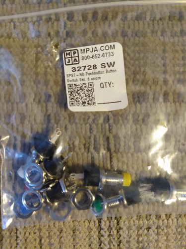 SPST 32728 SW Momentary Push Button Switch Set 6 Colour for Car /HO Trains NOS