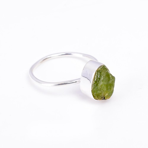 Natural Stone Rough Ring Peridot Raw Gemstone Rings Jewelry Gift Party - Picture 2 of 4