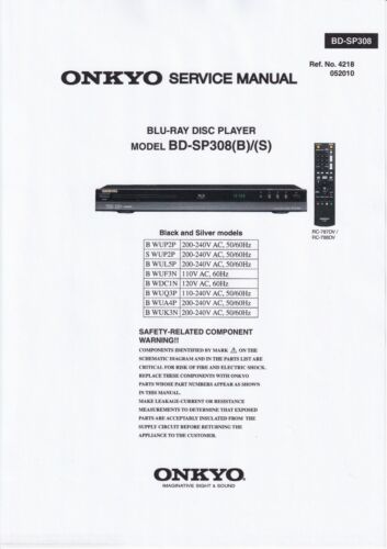 Service Manual Instructions for ONKYO BD-SP308