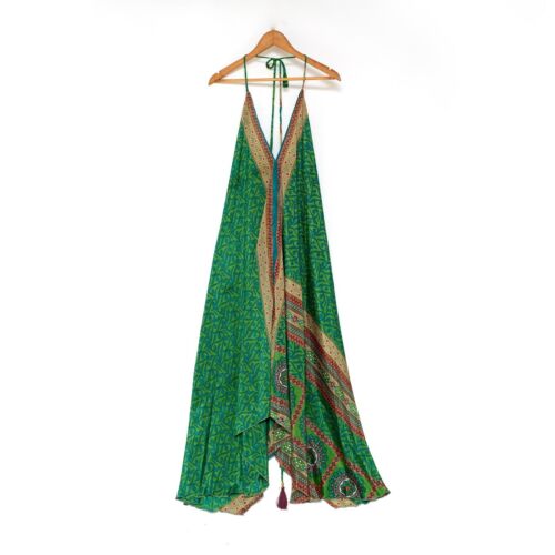 Brand New Recycled Sari Backless Maxi Dress Summer Beach Festival - Picture 3 of 30