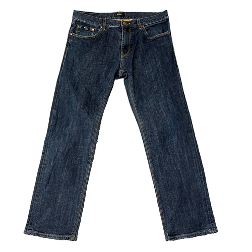 Hugo Boss Herren Jeans Straight Regular Dunkelblau Denim Stretch Maine W32 L28 *