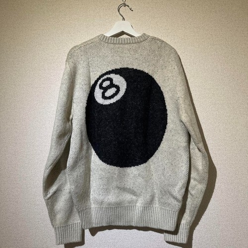 STUSSY 8 Ball Heavy Brushed Mohair Sweater White L Men Streetwear Knit - Picture 4 of 12