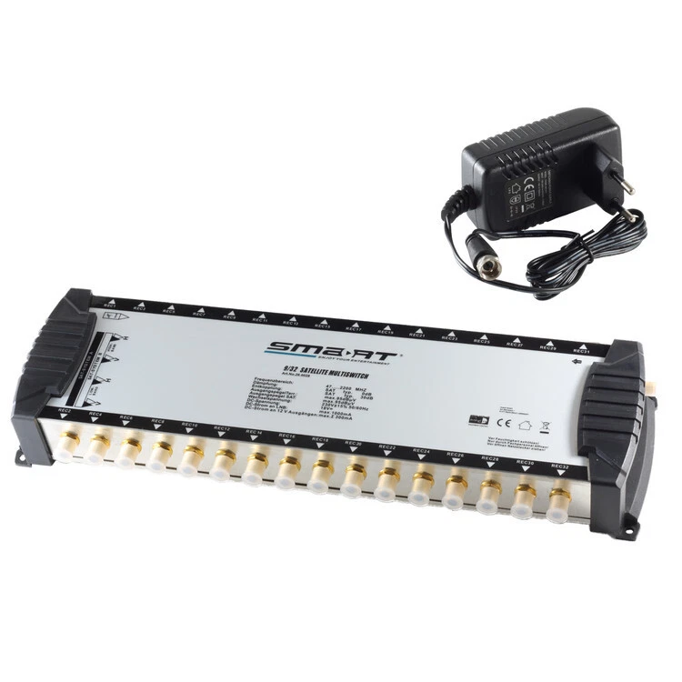 SET 2 x Quattro LNB 23mm Multiinterruptor Chess 9/32 Fuente de alimentación externa SAT Distribuidor