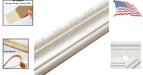90" Self Adhesive Foam Molding Trim - 3D Sticky Wall Border - DIY Decoration - Picture 2 of 10