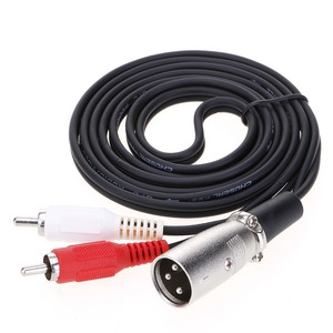 3-PIN-XLR-MALE-TO-2-RCA-PHONO-PLUG-Stereo-Audio-Cable-Y-Splitter-1-5-3-10M