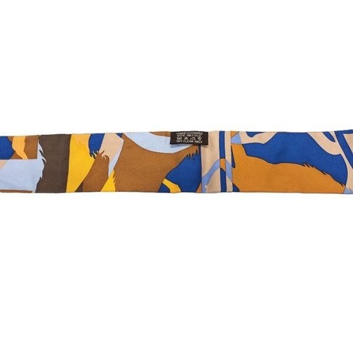 Hermes Twilly Silk Ex Libris En Camouflage Multicolor Used With Box From Japan - Picture 8 of 9