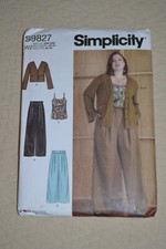 Simplicity S9827 sewing pattern, womens pants camisole cardigan, size 20W-28W