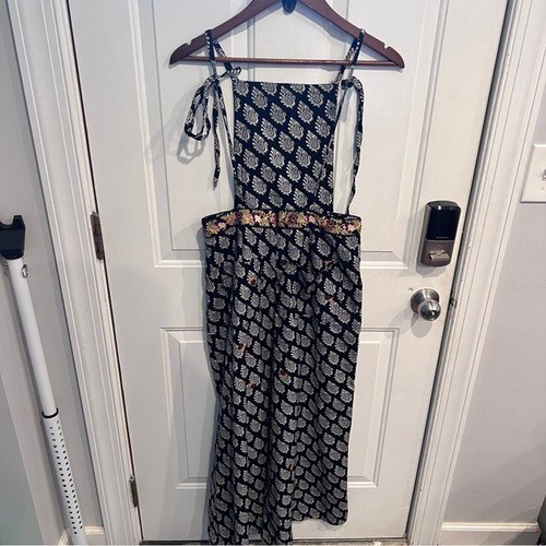 Anthropologie Jumpsuit / Overall mit weitem Bein bestickt Paisley schwarz Boho - Bild 6 von 9