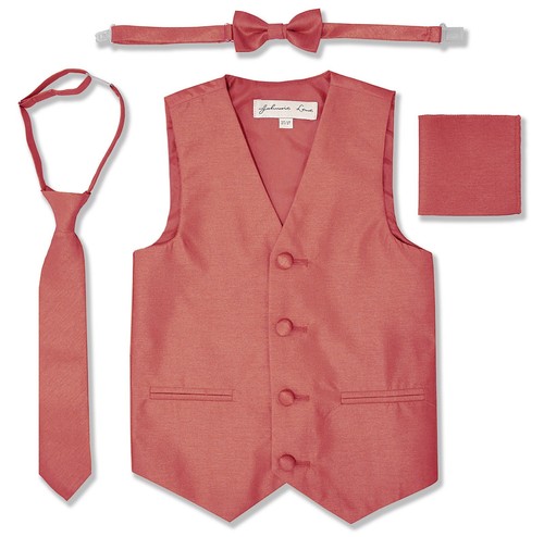 JL34 Johnnie Lene Boys Formal Tuxedo Vest Necktie Handkerchief Bow Tie Set - Picture 9 of 38