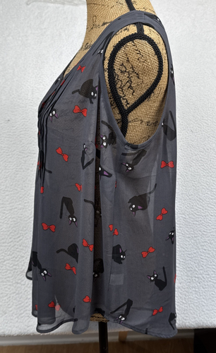 Kiki's Delivery Service Chiffon Sheer Women's Top Black Cat Witchy Anime Med- 00 - Picture 6 of 13