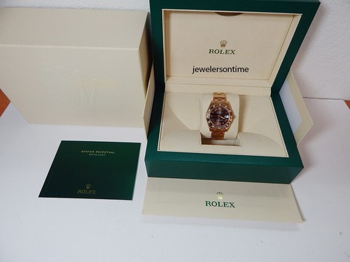 Rolex Midsize 34mm Rose Pink Gold Pearl Master Chocolate dial 81315