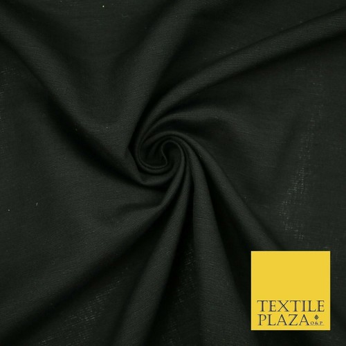 Material de tela de lino de algodón liso negro azabache premium moda cortina artesanal 2216 - Imagen 2 de 5