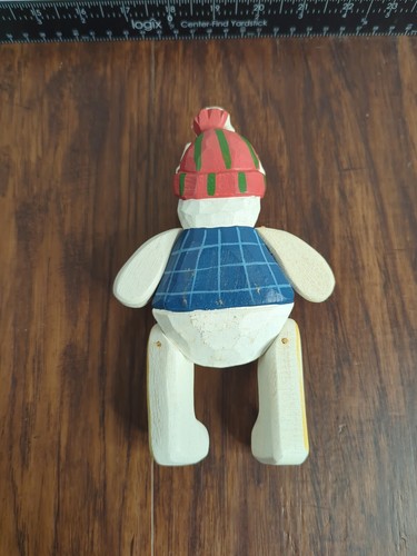 Handbemalte und dekorierte hölzerne Schneemann blaue Weste Fliege Regalsitter - Bild 2 von 4