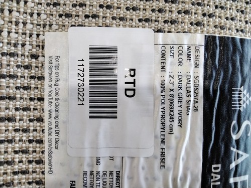 D GREY / IVORY 2'-3" X 8' Pressed Pile Rug, Reduced Price 1172730221 SGDS257A-28 - Picture 4 of 4