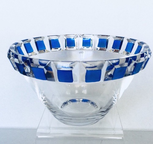 NACHTMANN ALEMANIA Cristal Azul Facetado Borde Cuadrado Cuenco de Vidrio Firmado 6 5/8" G - Imagen 5 de 8