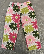 Gymboree Girls Flowered Pants Adjustable Waist 100 cotton Front Zipper Sz6 EUC