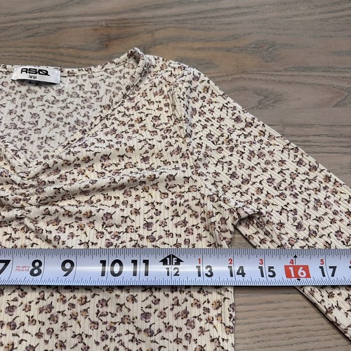 RSQ Tilly's Girl's Ditsy Cinch Girls L Long Sleeve Off White Floral Top USA Made - Picture 7 of 18