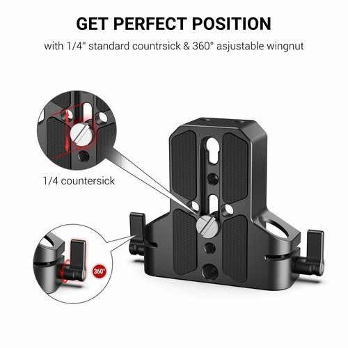 SmallRig 1674 Universal Grundplatte mit Dual 15 mm Stangenschiene Klemme für Kamerakäfig - Bild 3 von 9