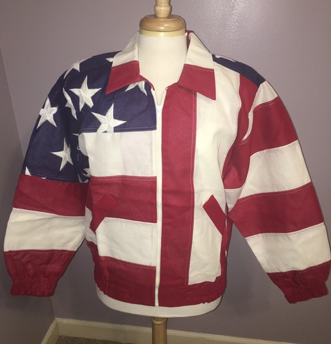 U.S. FLAG Jackets AMERICAN FLAG Made in USA Sz M NEW! Patriotic FLAG MATERIAL - Picture 1 of 10