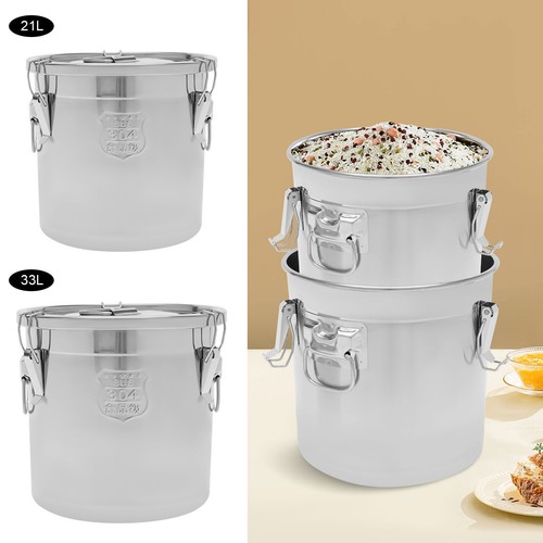 Cubo de arroz hermético 21L/33L bote de acero inoxidable 304 contenedor de almacenamiento de alimentos - Imagen 2 de 34