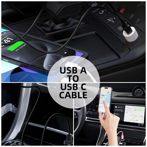 Car Carplay Cable iPhone 16 15 USB A to USB C 10th Gen iPad 6 Charger Cord 3ft - Picture 6 of 6