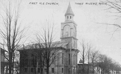 First M E Church Three Rivers Michigan 1910s postcard - Picture 1 of 2