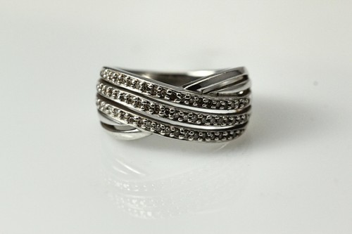 925 Sterling Silver Size 6 Three Row Cubic Zirconia Ring 4.1 Grams (RIN6062) - Picture 13 of 18