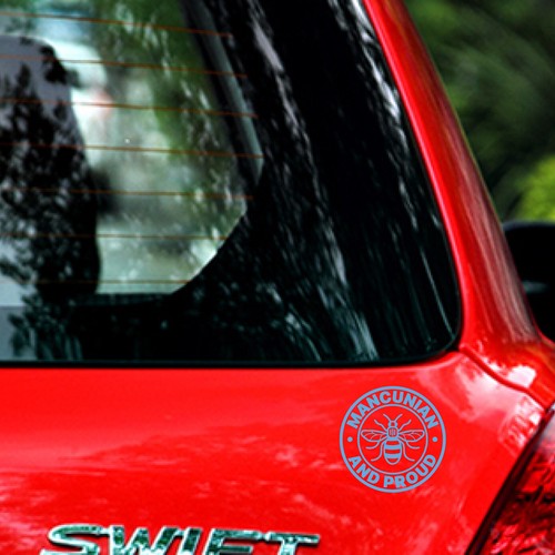 Mancunian and Proud Manchester Bee Car Bumper Window Vinyl Decal Sticker 92x92mm - Picture 3 of 7