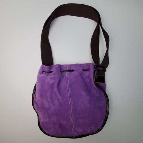 Brics Purple Suede Boho Chic Purse  Leather Flowers Shoulder Crossbody Bag Tote  - Picture 2 of 9