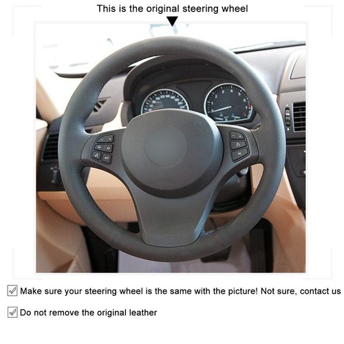 Black Artificial Leather Car Steering Wheel Cover for BMW E83 X3 2003-2010 E53 - Bild 3 von 8