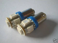 PAIR OF POSITION BULBS 5 LED SMD5050 BLUE BA9S QB