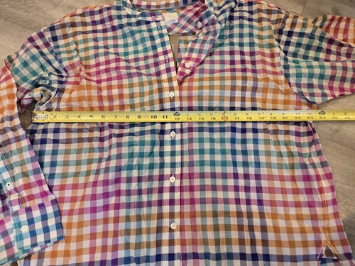 Womens J. Crew Muti Color Checkered Plaid Shirt Size 16, Nwt 3/4 Sleeve *read - Picture 3 of 15