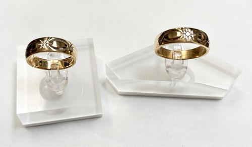 Vintage Artcarved 14K Gold 11g, His & Hers Celestial Wedding Bands/Set  Sz 9/6.5 - Picture 1 of 6