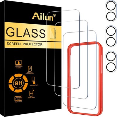 Ailun 3 Pack Screen Protector for Iphone 16 [6.1 Inch] + 3 Pack Camera Lens Prot