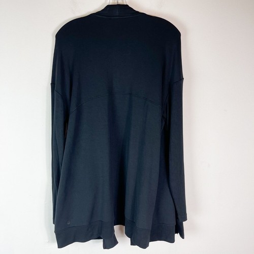 Zella NWT Women's Long Ribbed Sleeves Open Front Cardigan Jacket Black Size L - Picture 2 of 4