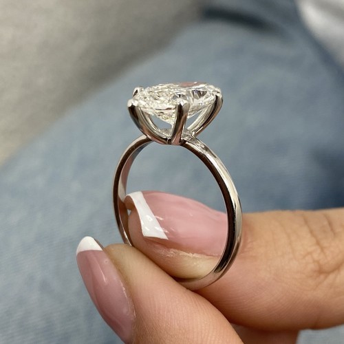Diamond Solitaire Ring E VS1 Marquise 3ct Labcreated Solid 18k White Gold - Imagen 6 de 14